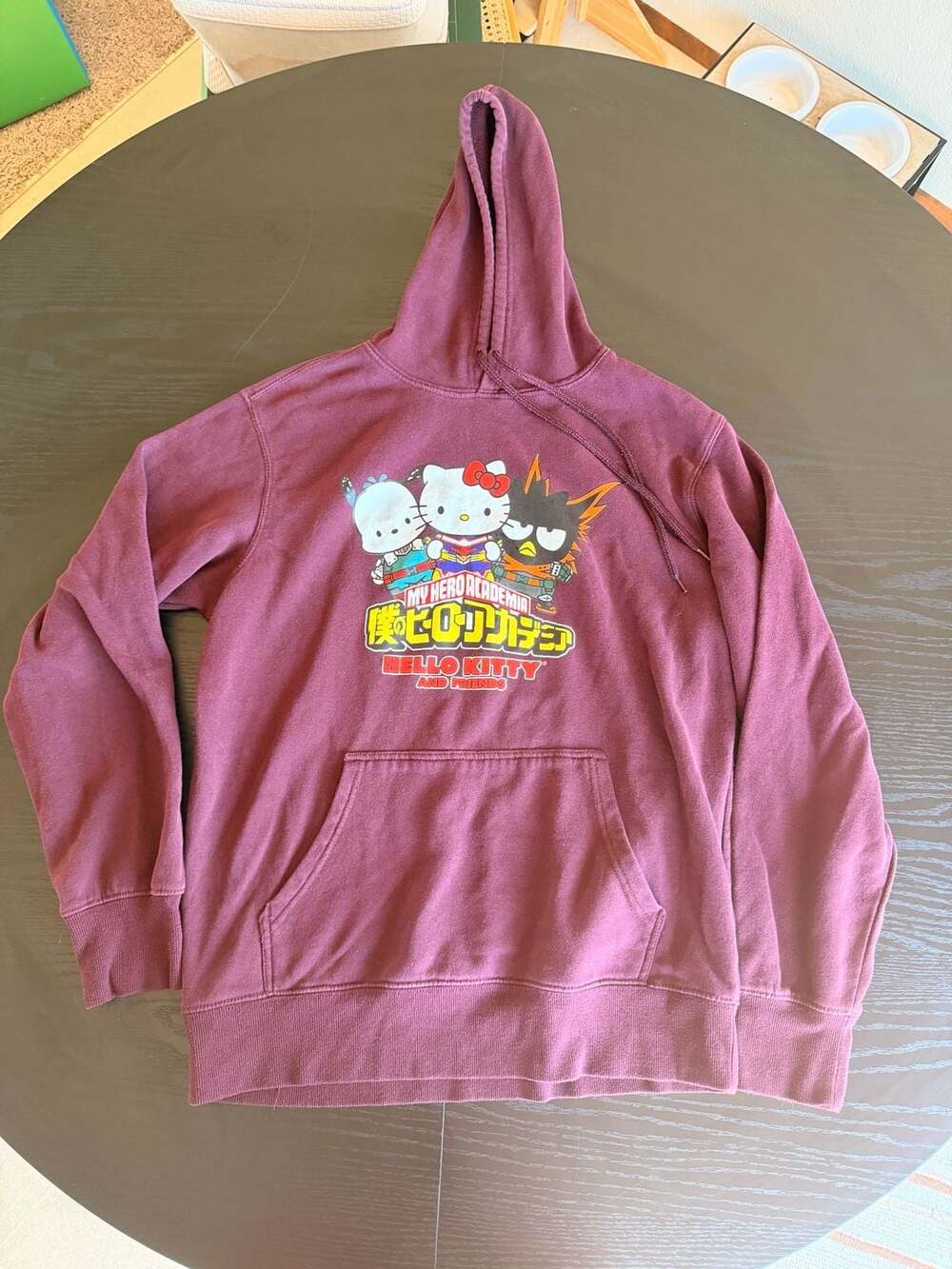 Sanrio x My Hero Academia Hello Kitty and Friends Maroon Hoodie